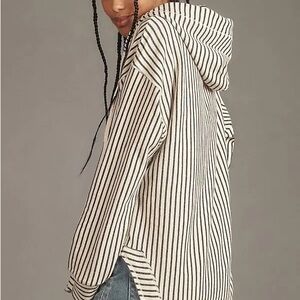 PILCRO Anthropologie Black and White Striped Hoodie
